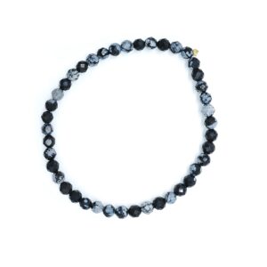 Vločkový obsidián fazetovaný 4 mm - náramek