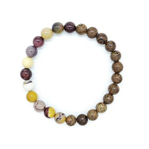 Santalové dřevo, jaspis mookait 8 mm- pánský náramek