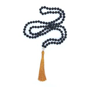 Turmalín, lávový kámen 8 mm - Japa Mála náhrdelník