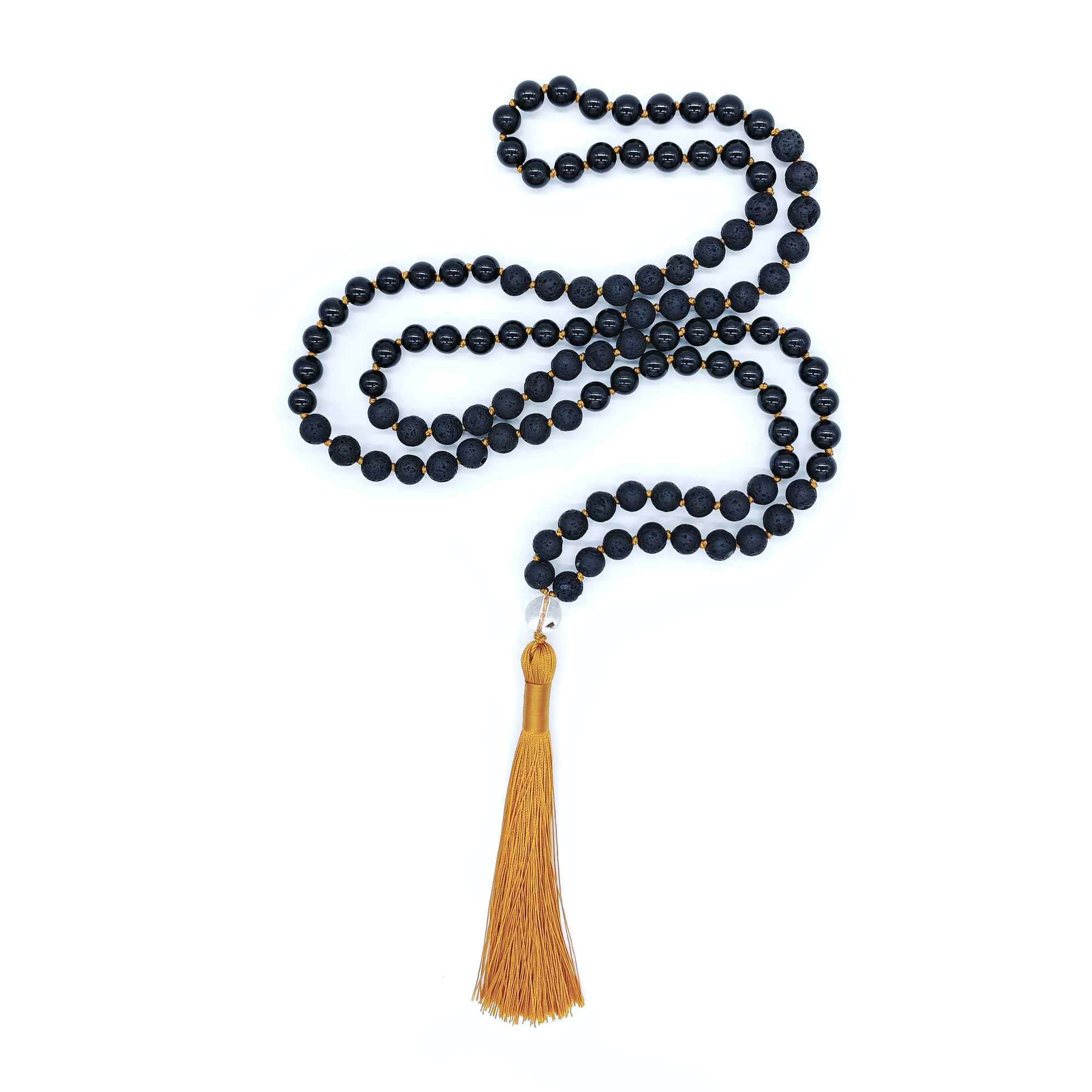 Turmalín, lávový kámen 8 mm - Japa Mála náhrdelník